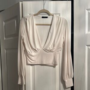 Topshop Cream Draped Blouse
